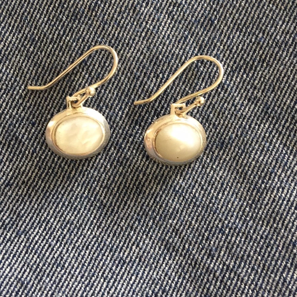 Sterling silver MOP  hook earrings